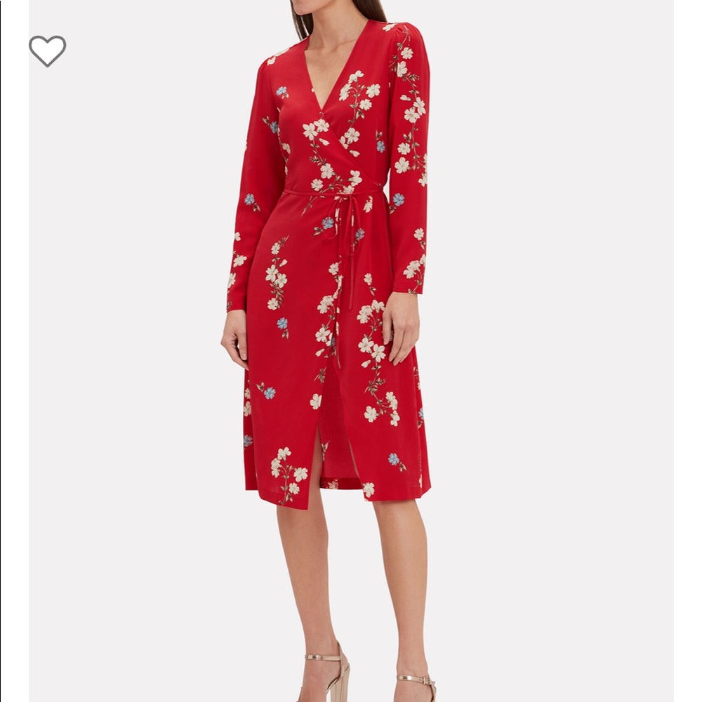 Intermix Ottavia Red Floral Wrap Printed Long Sleeve Dress 0 - Picture 2 of 8